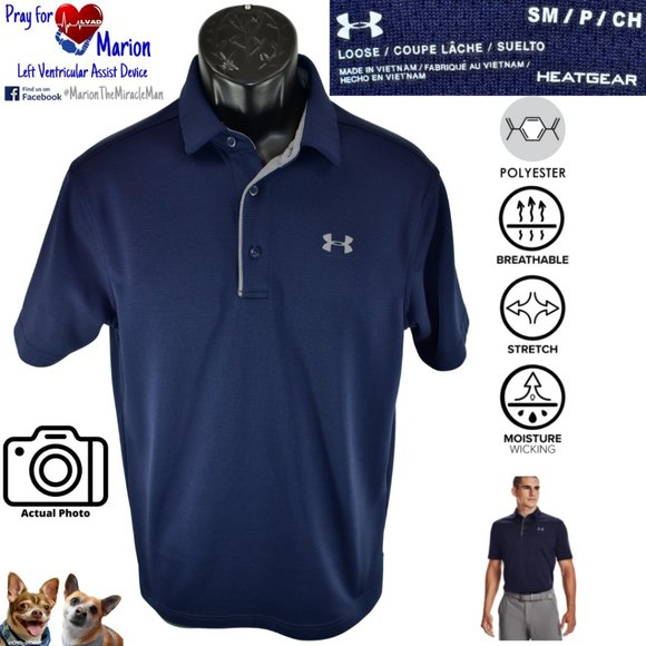 Under Armour S Midnight Navy / Graphite UA Tech™ Short Sleeve Polo 1290140 - Picture 1 of 13